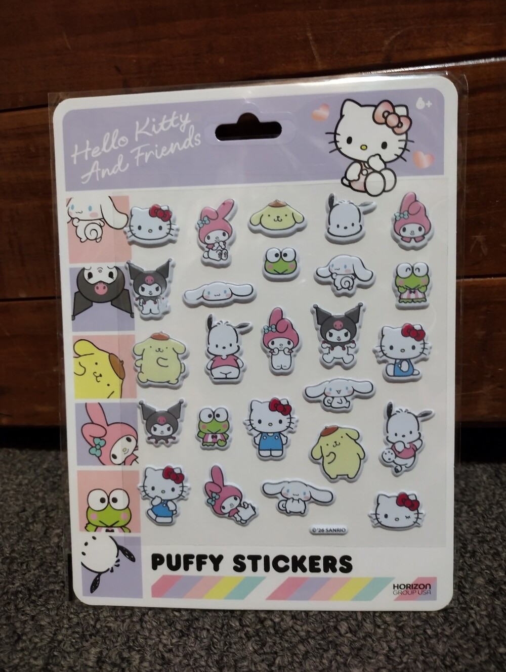 Sanrio Puffy Character Stickers Sheet - Pastel Pink, Blue, Yellow, Green